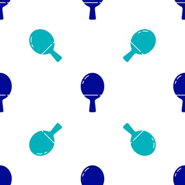 Masa tenisi ikonunu oynamak için mavi raket beyaz arka planda izole edilmiş pürüzsüz desen. Vektör İllüstrasyonu.