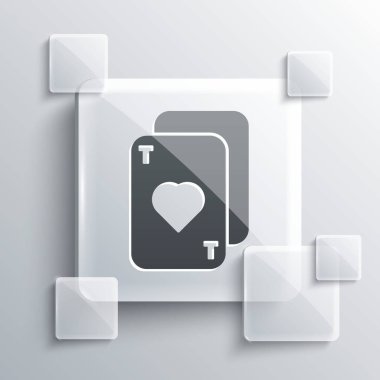 Gri arka planda gri kart simgesi izole edildi. Kumarhane kumarı. Kare cam paneller. Vektör İllüstrasyonu.