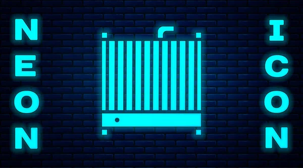 Gloeiende Neon Car Radiator Koelsysteem Pictogram Geïsoleerd Baksteen Muur Achtergrond — Stockvector