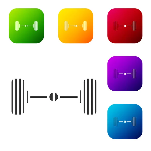 黒のシャーシの車のアイコンは 白の背景に隔離された カラースクエアボタンにアイコンを設定します ベクターイラスト — ストックベクタ