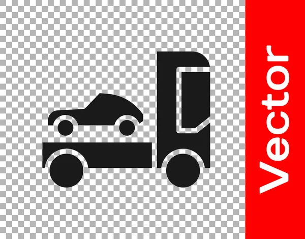 Black Car Transporter Truck Transportation Car Icon Isolated Transparent Background — Stock Vector