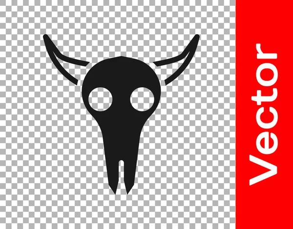 Schwarze Büffelschädel Ikone Isoliert Auf Transparentem Hintergrund Vektorillustration — Stockvektor