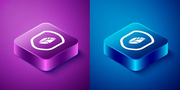 Isometric Shield Leaf Icon Isolated Blue Purple Background Eco Friendly — Stock Vector