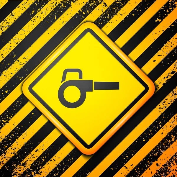 Black Leaf Garden Blower Icon Isolated Yellow Background Warning Sign — Stock Vector