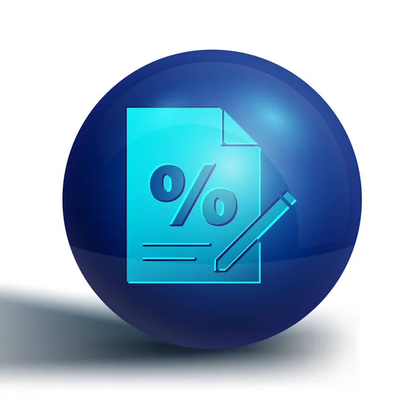 Blue Finance Document Pictogram Geïsoleerd Witte Achtergrond Papier Bankdocument Voor — Stockvector