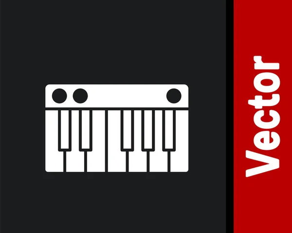 White Music Synthesizer Symbol Isoliert Auf Schwarzem Hintergrund Elektronisches Klavier — Stockvektor