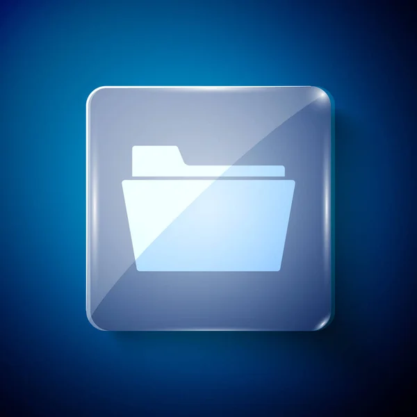 Icône Dossier Document Blanc Isolé Sur Fond Bleu Symbole Classeur — Image vectorielle