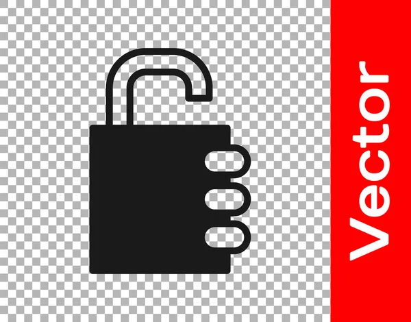 Icono Bloqueo Combinado Black Safe Aislado Sobre Fondo Transparente Candado — Vector de stock