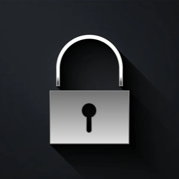 Εικονίδιο Silver Lock Απομονώθηκε Μαύρο Φόντο Σύμβολο Padlock Ασφάλεια Ασφάλεια — Διανυσματικό Αρχείο