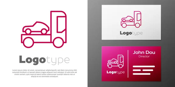 Logotype Line Camion Transport Voiture Pour Transport Icône Voiture Isolé — Image vectorielle