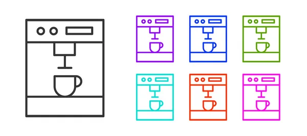 Línea Negra Icono Máquina Café Aislado Sobre Fondo Blanco Establecer — Archivo Imágenes Vectoriales