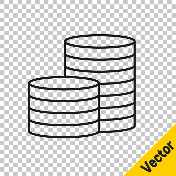 Schwarze Linie Münzgeld Symbol Isoliert Auf Transparentem Hintergrund Zeichen Der — Stockvektor