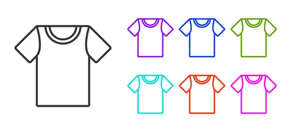 Camiseta Negra Aislada Sobre Fondo Blanco Establecer Iconos Colores Ilustración — Vector de stock