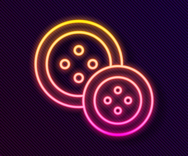 Glowing neon line Sewing button for clothes icon isolated on black background. Clothing button.  Vector Illustration.