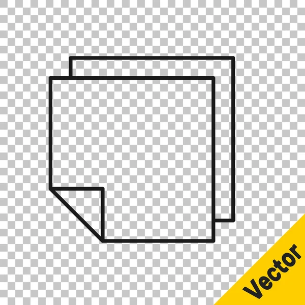 Black Line Post Note Aufkleber Symbol Isoliert Auf Transparentem Hintergrund — Stockvektor