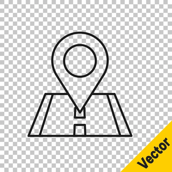 Black Line Map Pin Icon Isoliert Auf Transparentem Hintergrund Navigation — Stockvektor
