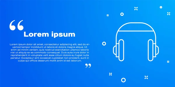 Weiße Linie Kopfhörer Symbol Isoliert Auf Blauem Hintergrund Support Kundenservice — Stockvektor