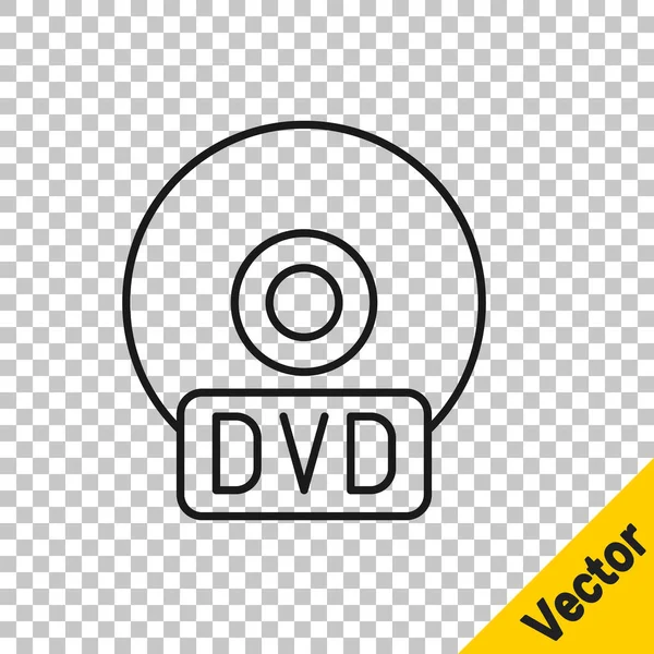 Icono Dvd Línea Negra Aislado Sobre Fondo Transparente Signo Disco — Vector de stock