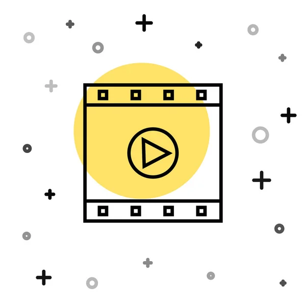 Schwarze Linie Abspielen Video Symbol Isoliert Auf Weißem Hintergrund Filmstreifenschild — Stockvektor