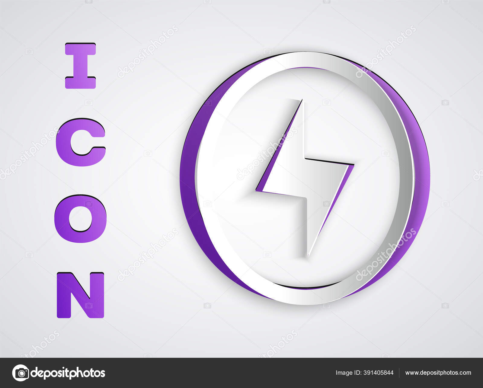 Paper Cut Lightning Bolt Icon Isolated Grey Background Flash Sign Vector Image By C Fillvector Vector Stock