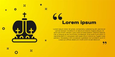 Sarı arka planda siyah İngiliz taç ikonu izole edildi. Vektör.