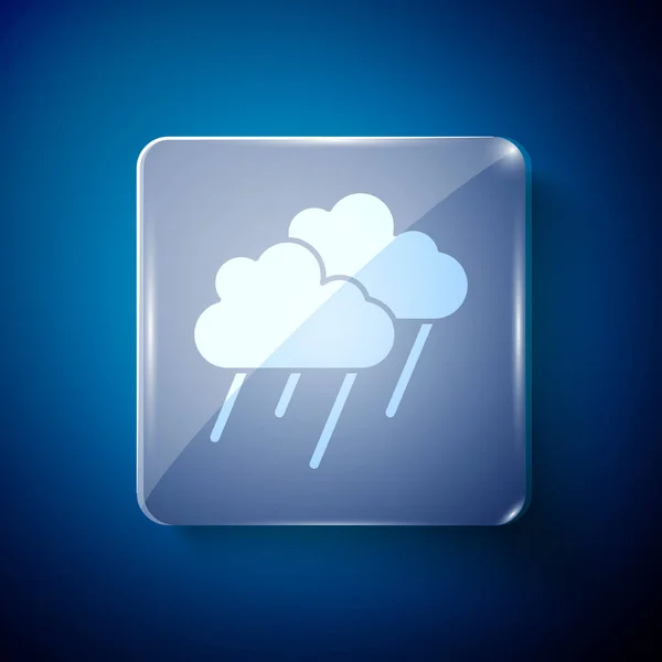 Λευκό Σύννεφο Εικονίδιο Βροχής Απομονωμένο Μπλε Φόντο Βροχή Σύννεφο Βροχόπτωση — Διανυσματικό Αρχείο