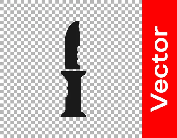 Icono Cuchillo Militar Negro Aislado Sobre Fondo Transparente Vector — Vector de stock
