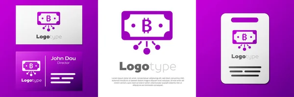 Logotype Crypto Monnaie Bitcoin Cercle Avec Icône Circuit Micropuce Isolé — Image vectorielle