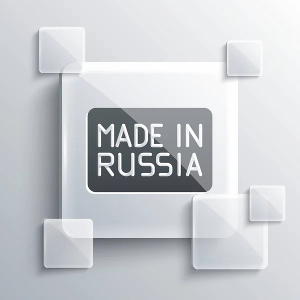 Grey Made Russia Icon Isolated Grey Background Square Glass Panels — Stock Vector