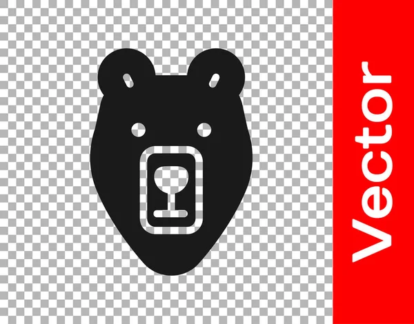 Black Bear Head Icon Isolated Transparent Background Vector — Stock Vector