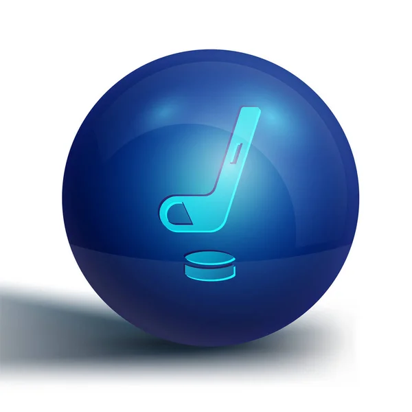 蓝色冰棍和冰球图标隔离在白色背景 蓝色圆环按钮 — 图库矢量图片