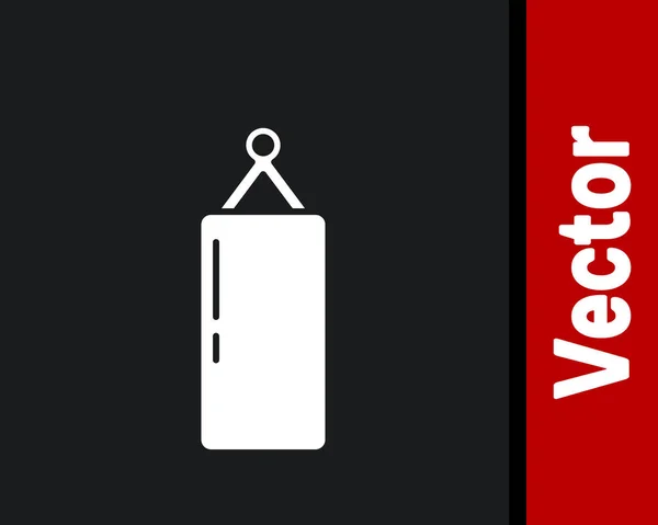 Weißes Boxsack Symbol Isoliert Auf Schwarzem Hintergrund Vektor — Stockvektor