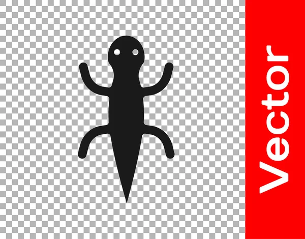 Icono Lagarto Negro Aislado Sobre Fondo Transparente Vector — Archivo Imágenes Vectoriales