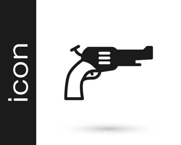 Black Revolver Gun Icon Isolated White Background Vector — Stock Vector