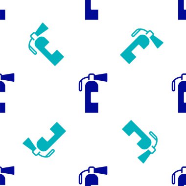 Mavi Yangın söndürme ikonu beyaz arka planda izole edilmiş pürüzsüz desen. Vektör.