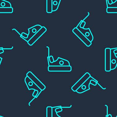 Yeşil çizgi çarpışma ikonu mavi arka planda izole edilmiş pürüzsüz desen. Eğlence parkı. Çocuklar için eğlence parkı, eğlence parkı. Vektör.