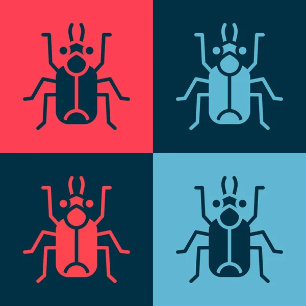 Pop Art Icône Bug Scarabée Isolé Sur Fond Couleur Vecteur — Image vectorielle