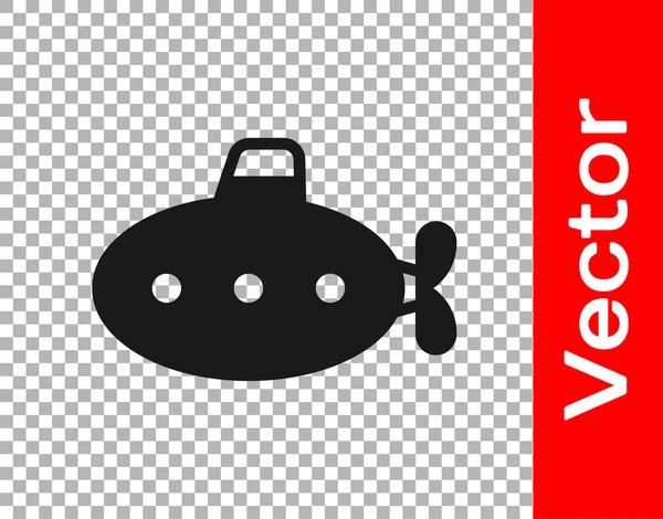 Negro Icono Juguete Submarino Aislado Sobre Fondo Transparente Vector — Vector de stock