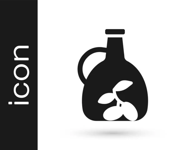 Black Bottle Olive Oil Icon Isolated White Background Jug Olive — Stock Vector