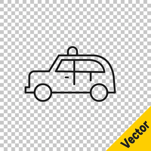 Black Line Taxi Car Icon Isolated Transparent Background Vector — Stock Vector