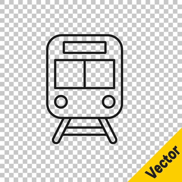 Черная Линия Поезд Железнодорожная Иконка Изолированы Прозрачном Фоне Символ Общественного — стоковый вектор