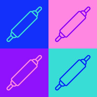 Pop sanat eseri Rolling Pin simgesi renk arkaplanında izole edildi. Vektör.