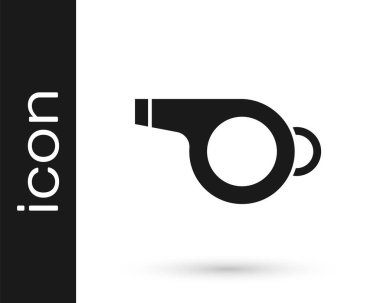 Gri Düdük simgesi beyaz arkaplanda izole edildi. Hakem sembolü. Spor ve spor burcu. Vektör İllüstrasyonu.