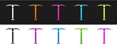 Kazma simgesini siyah ve beyaz arkaplanda izole et. Vektör İllüstrasyonu.