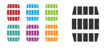 Beyaz arka planda siyah tahta varil ikonu izole edildi. Alkol fıçısı, içki kabı, bira için tahta fıçı, viski, şarap. Simgeleri renklendirin. Vektör İllüstrasyonu.