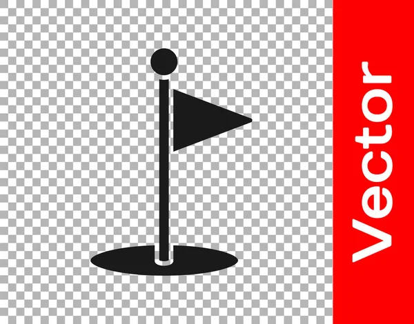 Черный Флаг Гольфа Изолирован Прозрачном Фоне Оборудование Гольфа Аксессуар Векторная — стоковый вектор