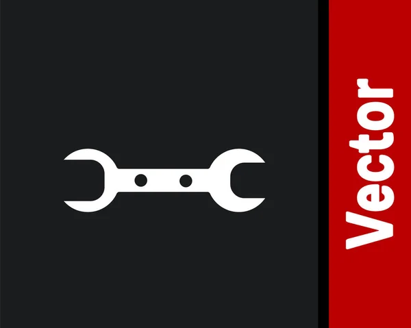 Weißes Schlüsselschlüssel Symbol Isoliert Auf Schwarzem Hintergrund Vektorillustration — Stockvektor