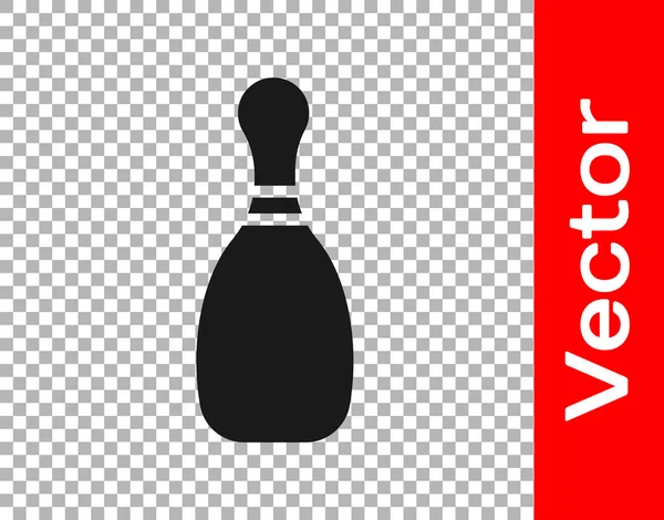 Black Bowling Pin Icon Isolated Transparent Background Vector Illustration — Stock Vector