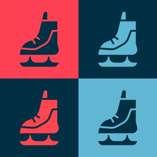 流行艺术溜冰鞋图标孤立的色彩背景 冰鞋图标 带刀片的运动鞋病媒图解 — 图库矢量图片