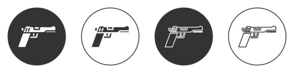 Черный Пистолет Пистолет Значок Изолирован Белом Фоне Полиция Военный Пистолет — стоковый вектор